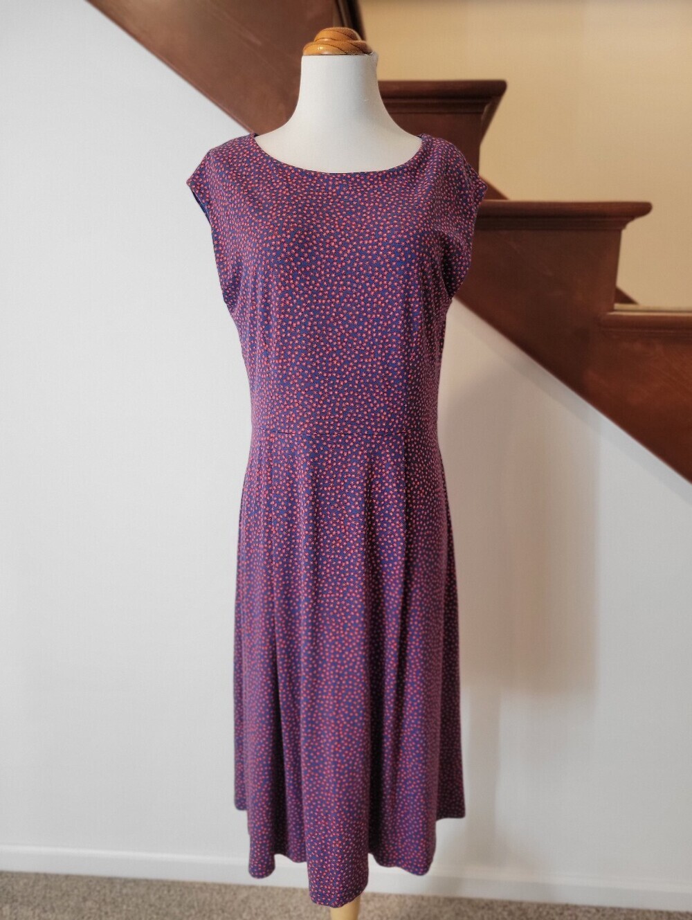 Boden Purple Daisy Print Cap Sleeve Midi Dress Size 10